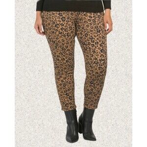 Jen7 By "7 for All Mankind" Leopard Print Plus Ankle Skinny Jeans Size 18 NEW
